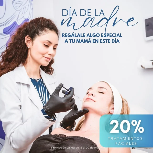 Este Día de la Madre, regálale algo que la haga sentir renovada, amada y radiante.

Del 5 al 20 de mayo, en nuestro spa celebramos su belleza con un 20% de descuento en todos estos tratamientos:
	•	Láser CO2
	•	Ácido hialurónico en labios
	•	Venus Legacy
	•	Lifting facial
	•	Depilación láser
	•	Bótox
	•	Bioestimuladores de colágeno
	•	Rejuvenecimiento vaginal
	•	Tratamientos faciales

Porque ella lo merece todo… incluso un cuidado que le devuelva tiempo y confianza.

Agenda su cita y sorpréndela con bienestar y amor.